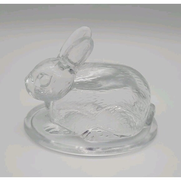 VTG L.E. Smith Easter Bunny Rabbit Clear Glass Covered Dish Compote LID ONLY - Picture 3 of 7